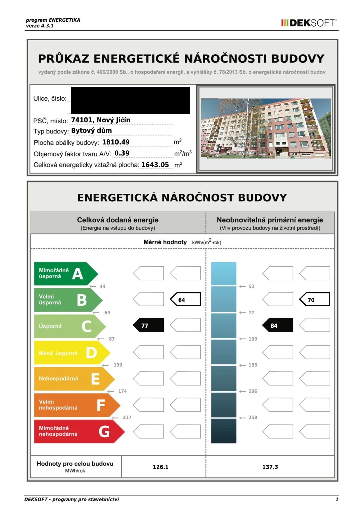 Štítek energetické náročnosti budovy
