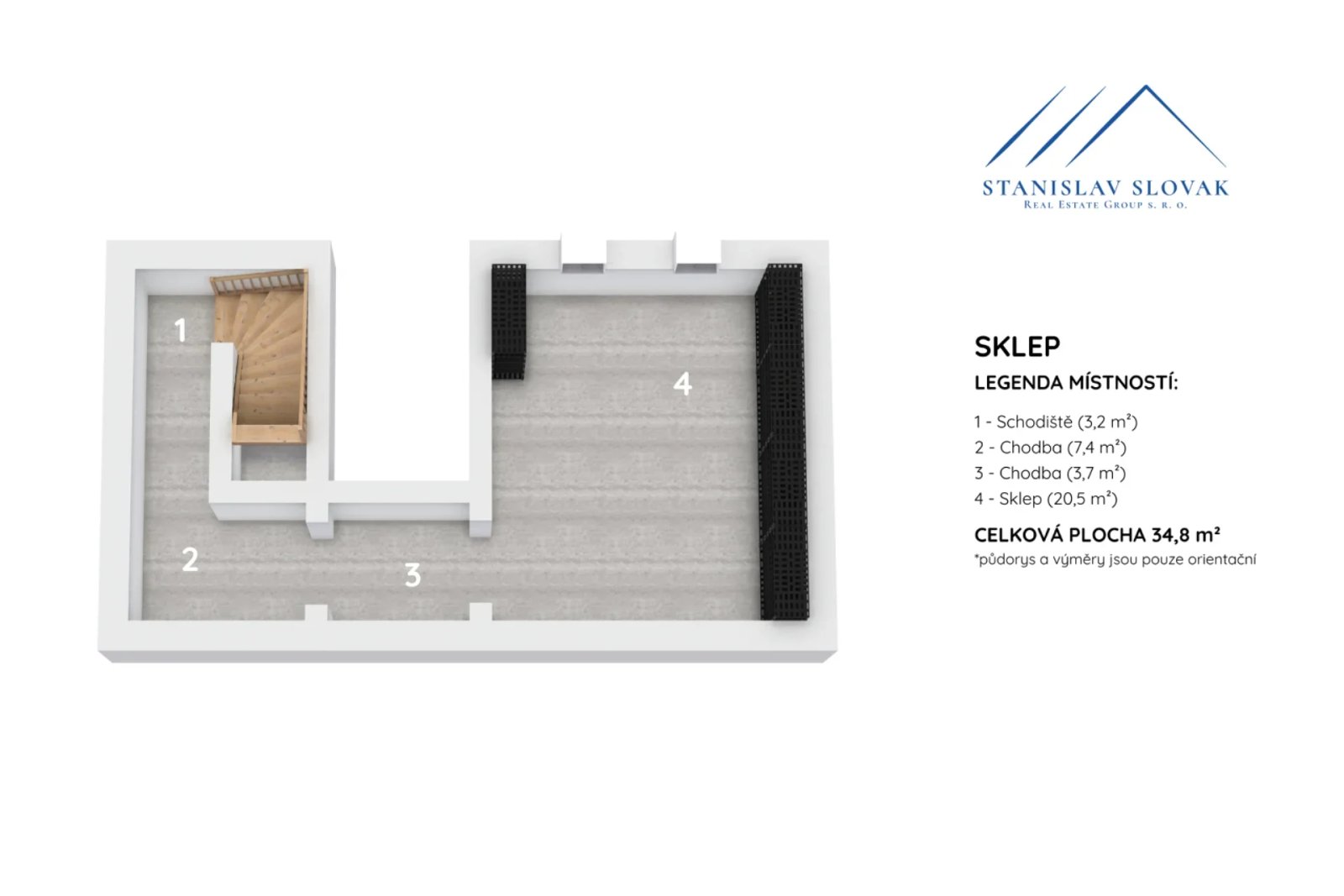 3D půdorys - sklep